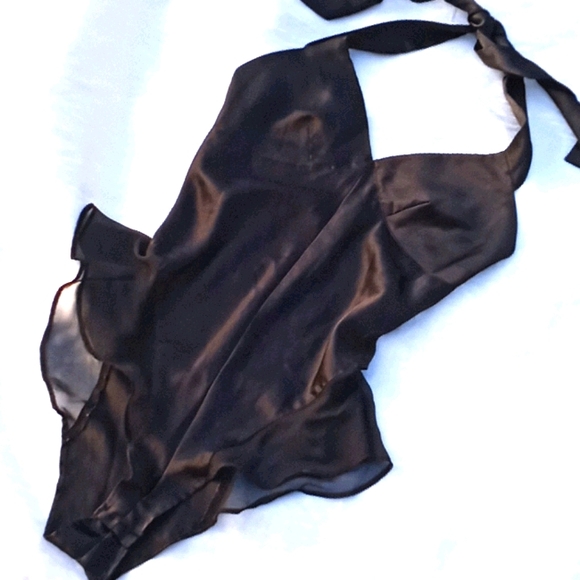 Vintage Other - Vtg Satin Halter Bodysuit